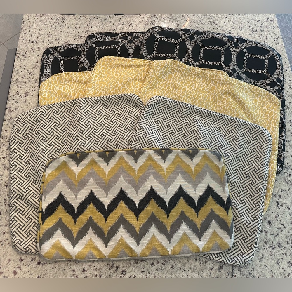 9 piece pillowcase set gray, yellow & black